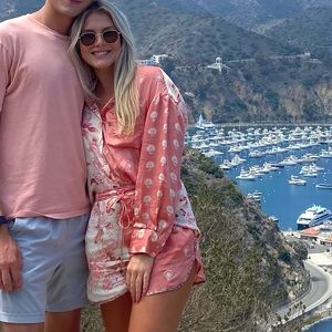 Pink floral silky short set